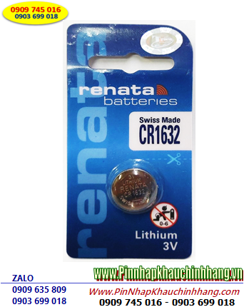 Pin CR1632 _Renata CR1632; Pin Renata CR1632 lithium 3.0v chính hãng _Made in Swiss (Loại Vỉ 1viên)